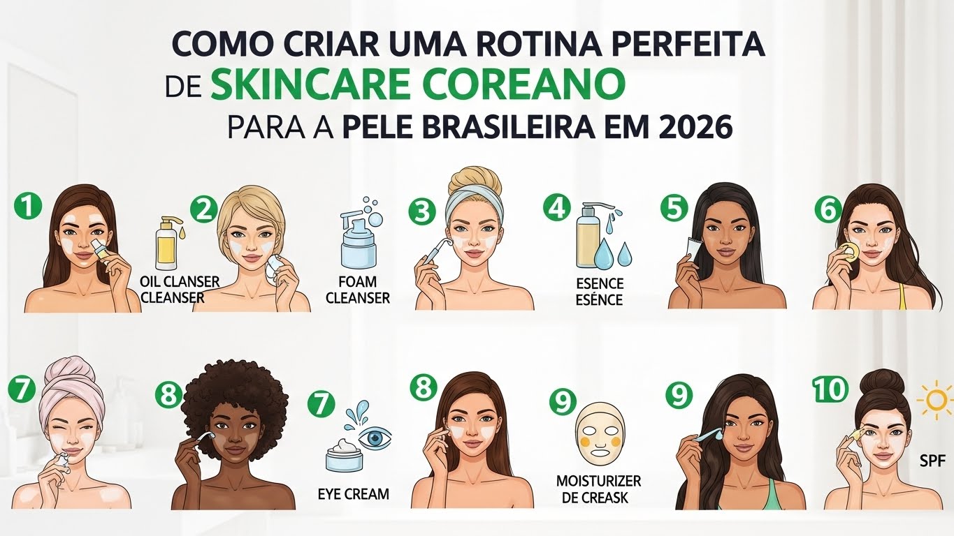 Como Criar uma Rotina de Skincare Coreana Perfeita para a Pele Brasileira em 2026